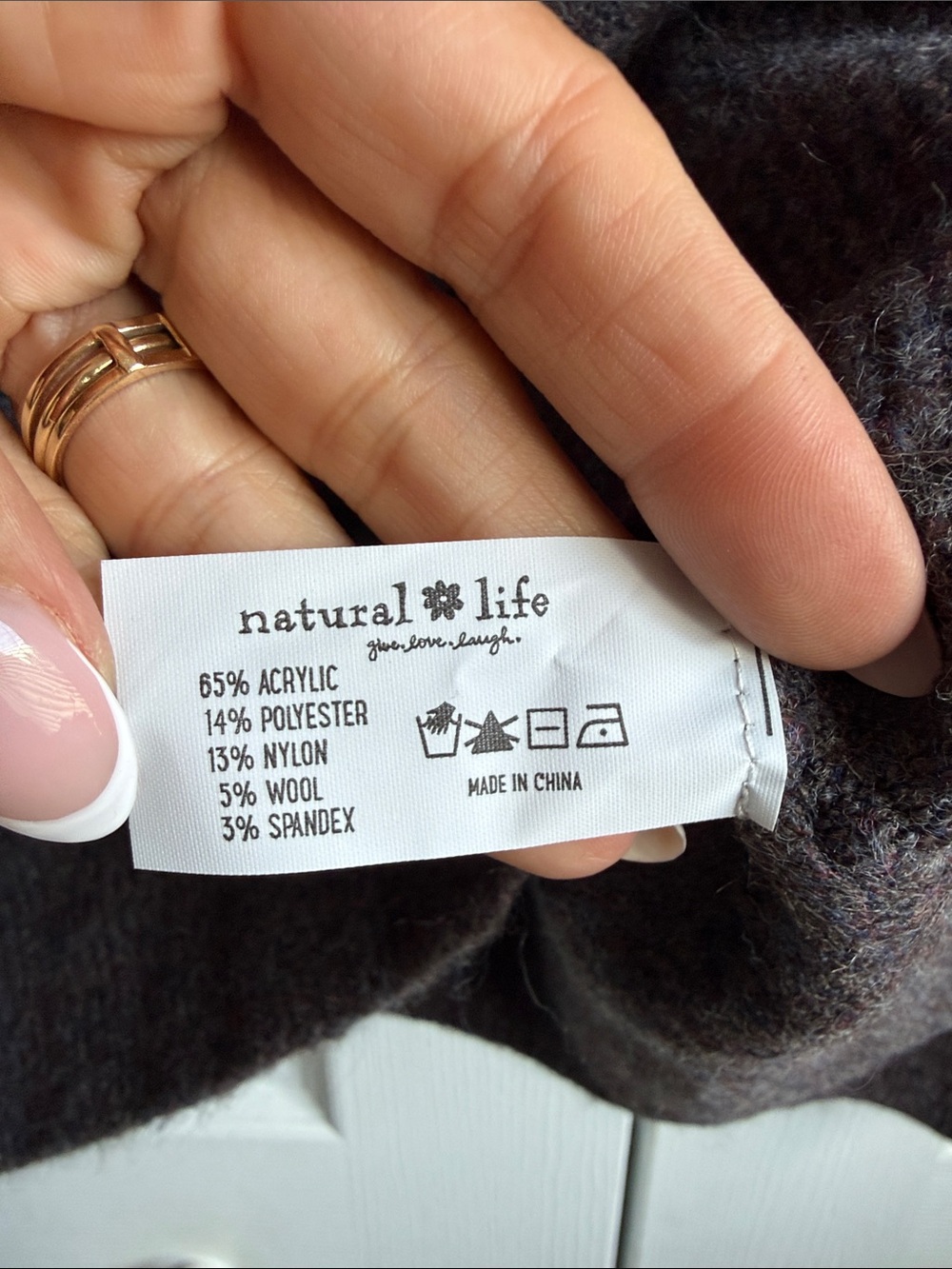 NWT Natural Life boho floral grey wool sweater Large New! - Picture 4 of 5